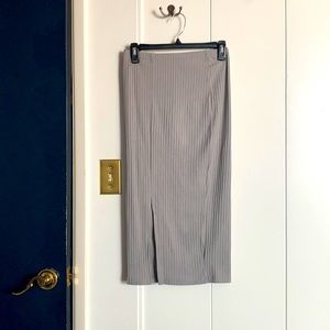 Grey Midi Skirt with Slit
